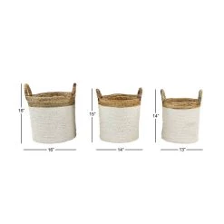 Best Sale 🌟 White Seagrass Coastal Storage Basket Set by Ivory and Iris 😍 -Cheap Ivory and Iris Store D370084S 6