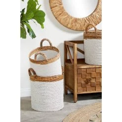 Best Sale 🌟 White Seagrass Coastal Storage Basket Set by Ivory and Iris 😍 -Cheap Ivory and Iris Store D370084S 7