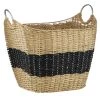 Budget ⌛ Large Black Stripe Natural Seagrass Storage Basket by Ivory and Iris 💯