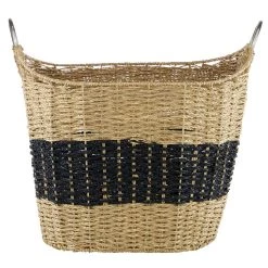 Budget ⌛ Large Black Stripe Natural Seagrass Storage Basket by Ivory and Iris 💯 -Cheap Ivory and Iris Store D370086S 3