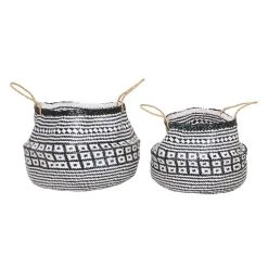 Best deal ✔️ Black & White Boho Round Storage Basket Set by Ivory and Iris ❤️