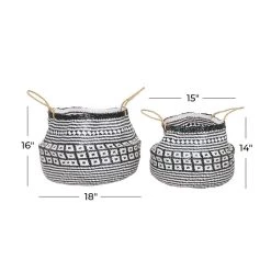 Best deal ✔️ Black & White Boho Round Storage Basket Set by Ivory and Iris ❤️ -Cheap Ivory and Iris Store D370090S 5