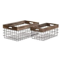 Best Sale 🔔 Black Metal Farmhouse Storage Basket Set by Ivory and Iris 🔥