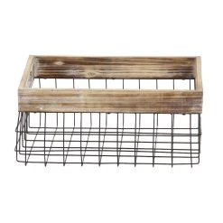Best Sale 🔔 Black Metal Farmhouse Storage Basket Set by Ivory and Iris 🔥 -Cheap Ivory and Iris Store D370091S 3