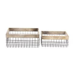 Best Sale 🔔 Black Metal Farmhouse Storage Basket Set by Ivory and Iris 🔥 -Cheap Ivory and Iris Store D370091S 4