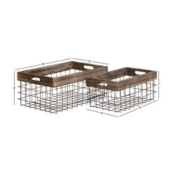 Best Sale 🔔 Black Metal Farmhouse Storage Basket Set by Ivory and Iris 🔥 -Cheap Ivory and Iris Store D370091S 7