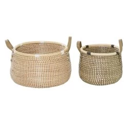 Top 10 😍 Natural Wheat Beige Round Contemporary Storage Basket Set by Ivory and Iris 🎁