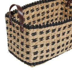 Best Sale 🔔 Natural & Black Weaved Coastal Storage Basket Set by Ivory and Iris 👍 -Cheap Ivory and Iris Store D370097S 4
