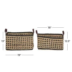 Best Sale 🔔 Natural & Black Weaved Coastal Storage Basket Set by Ivory and Iris 👍 -Cheap Ivory and Iris Store D370097S 5