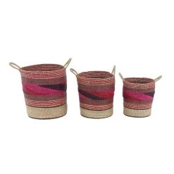 Best reviews of 👍 Pink Sea Grass Eclectic Storage Basket Set by Ivory and Iris 😍