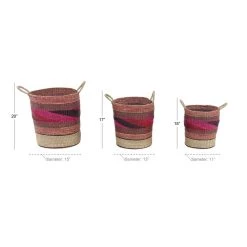Best reviews of 👍 Pink Sea Grass Eclectic Storage Basket Set by Ivory and Iris 😍 -Cheap Ivory and Iris Store D370100S 6