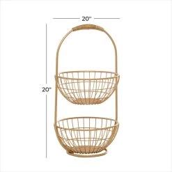 New 🔥 Large Gold Metal Traditional Storage Basket by Ivory and Iris 🥰 -Cheap Ivory and Iris Store D370108S 5