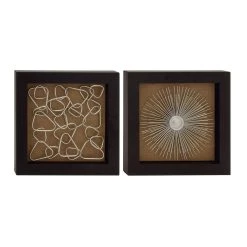 Brand new 🔔 18" Brown & Silver with Black Framed Abstract Wall Décor Set by Ivory and Iris 🔥