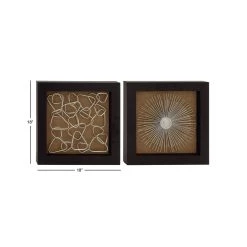 Brand new 🔔 18" Brown & Silver with Black Framed Abstract Wall Décor Set by Ivory and Iris 🔥 -Cheap Ivory and Iris Store D370123S 7