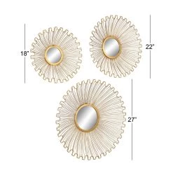 Budget ✔️ Gold Tin Glam Wall Mirror Décor Set, 18", 22" & 27" by Ivory and Iris 👍 -Cheap Ivory and Iris Store D370156S 7