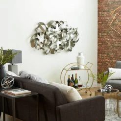 Best Pirce 🤩 Dark Gray Contemporary Abstract Metal Wall Décor by Ivory and Iris 😉 -Cheap Ivory and Iris Store D370182S 7