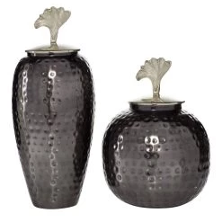 Best deal 🔔 Metal Modern Round Decorative Jar Set with Silver Handles by Ivory and Iris 🔥