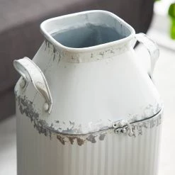New 😉 White Metal Decorative Milk Can Set by Ivory and Iris 🔔 -Cheap Ivory and Iris Store D372083S 3