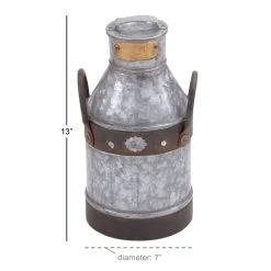 Outlet 👏 13" Gray Iron Farmhouse Decorative Can by Ivory and Iris 💯 -Cheap Ivory and Iris Store D372099S 7