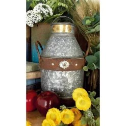 Outlet 👏 13" Gray Iron Farmhouse Decorative Can by Ivory and Iris 💯 -Cheap Ivory and Iris Store D372099S 8