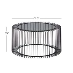 New ❤️ 15'' Black Metal Contemporary Coffee Table by Ivory and Iris 🔥 -Cheap Ivory and Iris Store D373681S 4