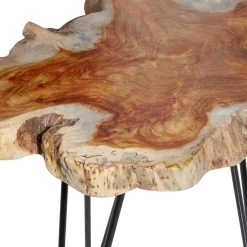 Flash Sale ✔️ Brown Teak Wood Contemporary Accent Table Set by Ivory and Iris ✔️ -Cheap Ivory and Iris Store D373694S 5