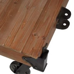 Buy ✔️ 56" Brown Wood & Metal Industrial Coffee Table by Ivory and Iris 😉 -Cheap Ivory and Iris Store D373697S 4