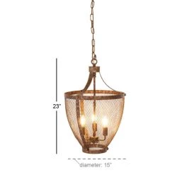 Hot Sale 🤩 Brown Iron Vintage Caged Chandelier , 24" x 16" x 16" by Ivory and Iris ✨ -Cheap Ivory and Iris Store D374829S 4