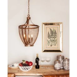 Hot Sale 🤩 Brown Iron Vintage Caged Chandelier , 24" x 16" x 16" by Ivory and Iris ✨ -Cheap Ivory and Iris Store D374829S 5