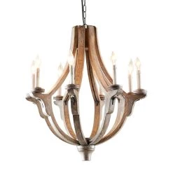 Hot Sale 😉 Brown Wood Rustic Candle Chandelier, 28" x 25" x 25" by Ivory and Iris 👏