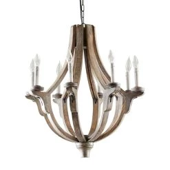 Hot Sale 😉 Brown Wood Rustic Candle Chandelier, 28" x 25" x 25" by Ivory and Iris 👏 -Cheap Ivory and Iris Store D374832S 3