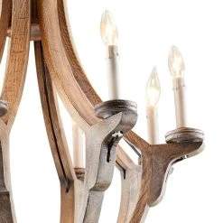 Hot Sale 😉 Brown Wood Rustic Candle Chandelier, 28" x 25" x 25" by Ivory and Iris 👏 -Cheap Ivory and Iris Store D374832S 5