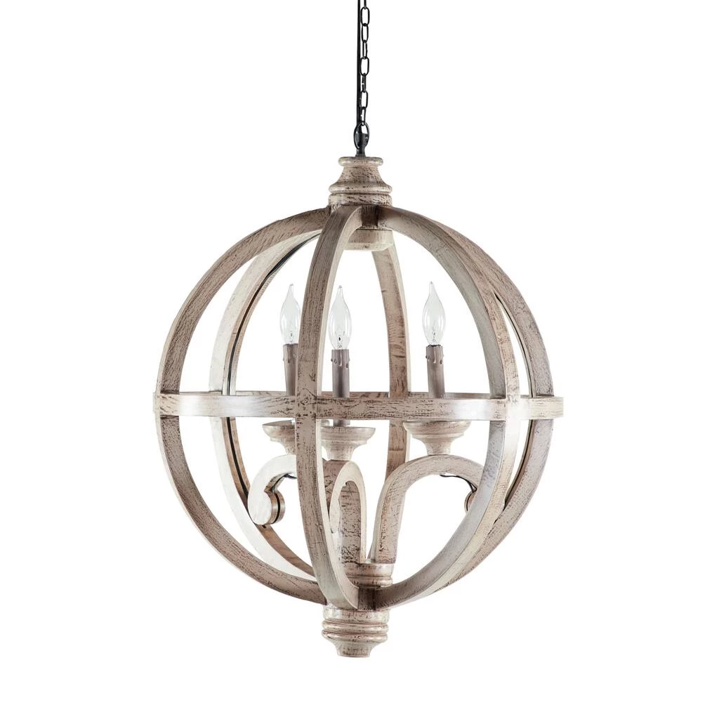 Promo ✔️ Gold Wood Rustic Caged Chandelier , 28" x 21" x 21" by Ivory and Iris 🥰 2 Promo ✔️ Gold Wood Rustic Caged Chandelier , 28" x 21" x 21" by Ivory and Iris 🥰 - Image 2