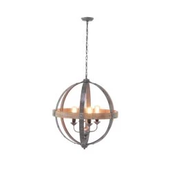 Wholesale 🧨 Black Iron Industrial Caged Chandelier , 29" x 26" x 26" by Ivory and Iris 🛒