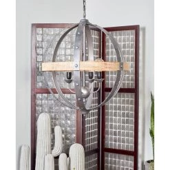 Wholesale 🧨 Black Iron Industrial Caged Chandelier , 29" x 26" x 26" by Ivory and Iris 🛒 -Cheap Ivory and Iris Store D374838S 7