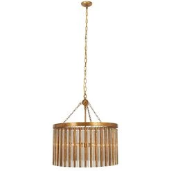 Cheap 🤩 Gold Iron Glam Drum Chandelier, 25" x 22" x 22" by Ivory and Iris 🔥