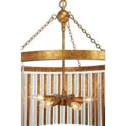 Cheap 🤩 Gold Iron Glam Drum Chandelier, 25" x 22" x 22" by Ivory and Iris 🔥 -Cheap Ivory and Iris Store D374839S 6