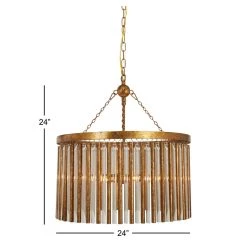 Cheap 🤩 Gold Iron Glam Drum Chandelier, 25" x 22" x 22" by Ivory and Iris 🔥 -Cheap Ivory and Iris Store D374839S 8