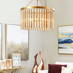 Cheap 🤩 Gold Iron Glam Drum Chandelier, 25" x 22" x 22" by Ivory and Iris 🔥 -Cheap Ivory and Iris Store D374839S 9