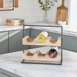 Deals 🔥 14" Brown Wood Farmhouse Wine Holder by Ivory and Iris ⌛ -Cheap Ivory and Iris Store D396012S 7