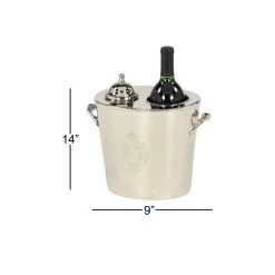 Best deal ✨ 11" Silver Metal Traditional Wine Holder Cooler by Ivory and Iris 👏 -Cheap Ivory and Iris Store D396013S 6