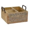 Discount 🎁 9" Natural Brown Wood Farmhouse Wine Holder Caddy by Ivory and Iris 🌟