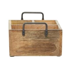Discount 🎁 9" Natural Brown Wood Farmhouse Wine Holder Caddy by Ivory and Iris 🌟 -Cheap Ivory and Iris Store D396024S 3