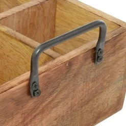 Discount 🎁 9" Natural Brown Wood Farmhouse Wine Holder Caddy by Ivory and Iris 🌟 -Cheap Ivory and Iris Store D396024S 6