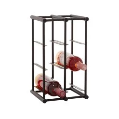 Outlet 🎁 15" Black Metal Industrial Wine Rack by Ivory and Iris ⭐
