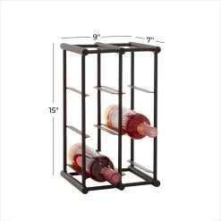 Outlet 🎁 15" Black Metal Industrial Wine Rack by Ivory and Iris ⭐ -Cheap Ivory and Iris Store D396026S 7