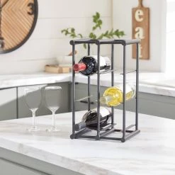 Outlet 🎁 15" Black Metal Industrial Wine Rack by Ivory and Iris ⭐ -Cheap Ivory and Iris Store D396026S 8