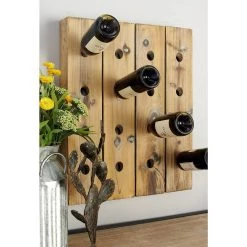 Best Sale 💯 25" Brown Wood Rustic Wine Holder Rack by Ivory and Iris 🎉 -Cheap Ivory and Iris Store D396078S 6