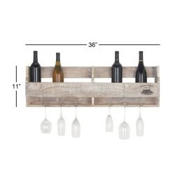 Deals ⭐ 36" Brown Wood Farmhouse Wine Holder by Ivory and Iris 🎁 -Cheap Ivory and Iris Store D396098S 9