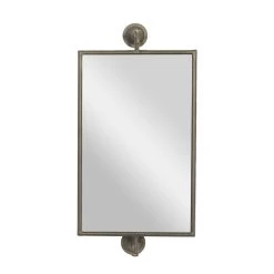28" Black Wood Industrial Wall Mirror by Ivory and Iris